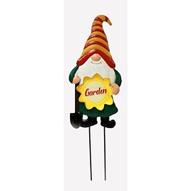 Worth Imports 30.5" Metal Gnome with Flower Garden Solar Led Lights Stake, Multicolor