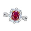 Brimaney Luxury Oval Ruby Ring, 14K Gold Plated, Cubic Zirconia