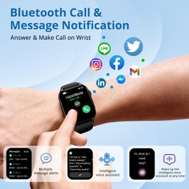 Smart Watches for Women Men (Answer/Make Calls), 1.89" Smartwatch for iOS/Android Phones，Waterproof Fitness Tracker with Heart Rate/Blood Pressure/Sleep Monitor (2 Bands Included), Black