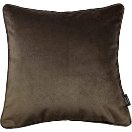 McAlister Textiles Mocha Matt Velvet Throw Pillow Cover Plain Decorative Scatter Cushion Cover Machine Washable 20" x 20"