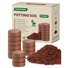 Compressed Coco Coir Pellets - 12pcs 45mm Organic Potting Soil for Indoor/Outdoor Plants, Flowers, Herbs, Vegetables & Bonsai - Easy Seed Starters, Just Add Water (Expands to 3 Gallons) - OMRI Listed