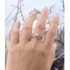 925 Sterling Silver Moonstone Ring Leaf Ring for Women Ring