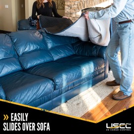 US Cargo Control Heavy Duty Quilted Couch Cover/Sofa - Black/Blue Quilted Furniture Pad for Moving/Storage - 108 Inches x 46 Inches - Cotton/Polyester Blend - 14 Pounds - Washable, Reusable
