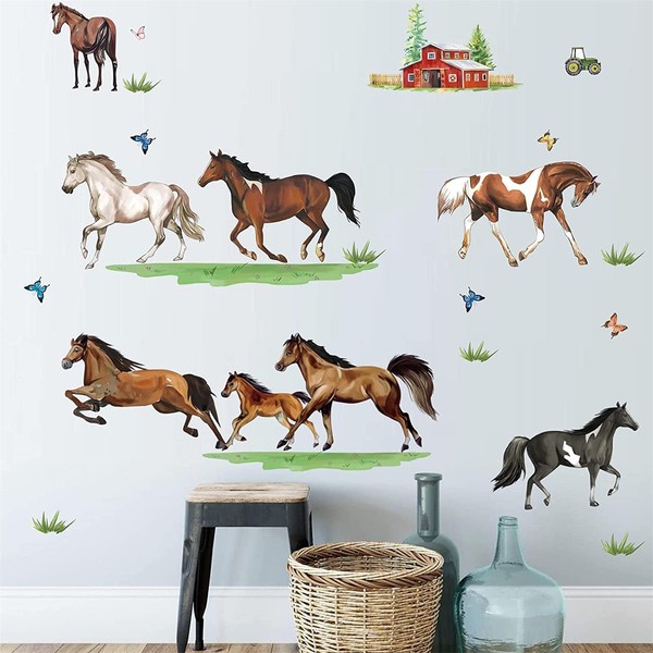 decalmile Farm Animals Wall Sticker Horse Wall Decoration Living Room Bedroom Office TV Wall