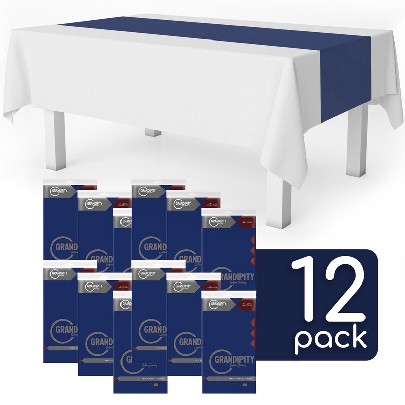 Navy Blue 12 Pack Premium Disposable Plastic Table Runner 14
