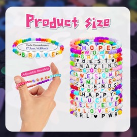 60 Pcs Colorful Friendship Bracelet Set for Girls Stretchy Bracelets for Kids and Women Beaded Friendship Bracelets for Teen Girls Party Favors (Classic Style)