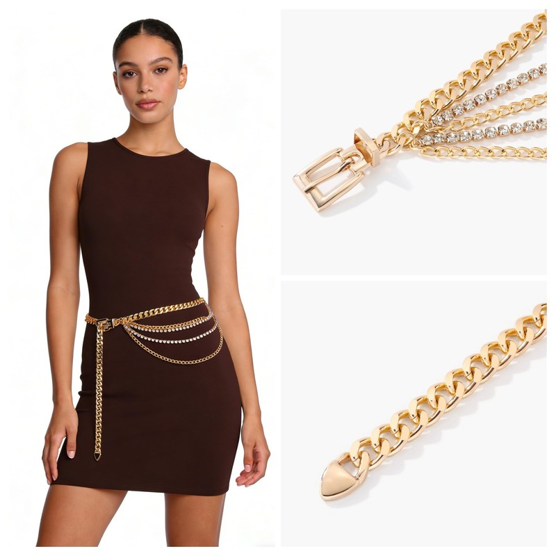 CHIC DIARY Chain Belt for Women Metal Gold Waist Chain