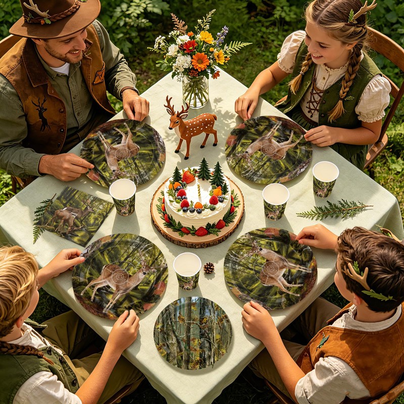 250Pcs Deer Hunting Party Decorations for Men Women, Serves 50