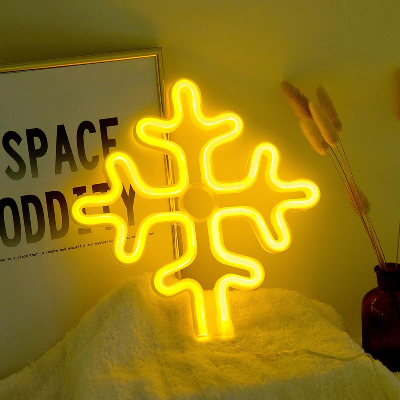 70in Neon Sign Romantic Christmas Snowflake Battery USB Powered LED
