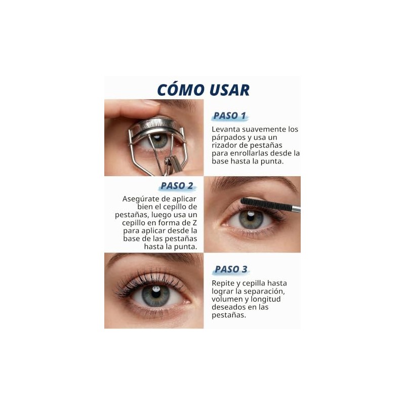 Erinde Máscara de pestañas Marrón Metal Wand, Resistente al Agua