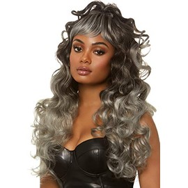 Leg Avenue Long Curly Wispy Bang Wig, 300 g Grey