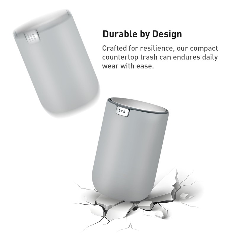 EKO Mini Desk Trash Can with Swing-Top Lid 0.4 Gallon