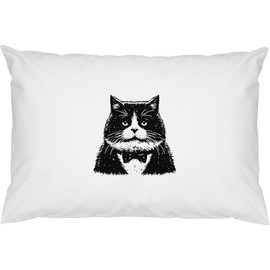 2 x 'Scruffy Tuxedo Cat' Cotton Pillow Cases (PW00041635)