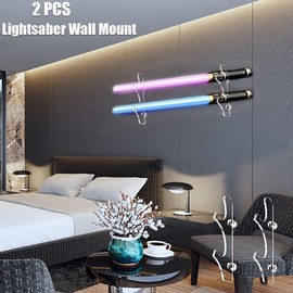 AthlChamp Lightsaber Holder Wall Mount, Lightsaber Stand Wall Display, Acrylic Lightsaber Stand Wall Display, Suitable for Sword and Lightsaber Display (Transparent)