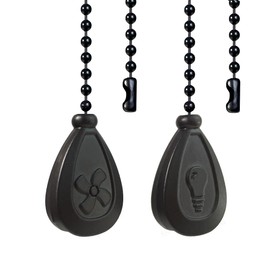 OMYZERO 2Pcs Ceiling Fan Pull Chain Set, 12Inches Decorative Fan Pull Chain Pendant Extension, Lighting & Fan Beaded Ball Chain Extender with Connector(Black)