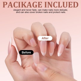 BUTBU French False Nails, 120 Pcs Medium Almond Press on Nails Kit, Full Cover Stick on Nails with Glue, 12 Sizes Nude Color Nail Tips for Women and Girls Manicure Art Salon (Pink)