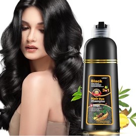 leorx- Champú para teñir el cabello negro Leorx, 16,9 onzas líquidas, 3 en 1, color para cabello gris, coloración instantánea a base de hierbas para mujeres