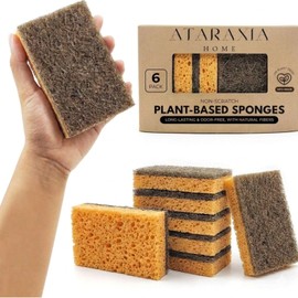 ATARAXIA HOME - Pack of 6 Ecological Sponge for Kitchen Made of Natural Vegetable Fibers - Biodegradable Ecological Scrubber - Effective Cleaning Without Toxics - for Kitchen and Bathroom Scrubbing