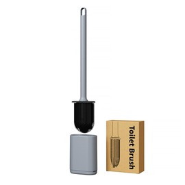 Kucucyle Dual-Sided RV Silicone Toilet Brush with TPR Bristles & Detachable ABS Handle Set, Wall Mountable Toilet Bowl Brush,Flexible Cleaners Brushes for 360°Deep Cleaning Bathroom/Camper (Gray‌)