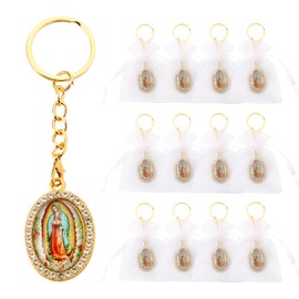 Brilucky 12 Pcs Our Lady of Guadalupe Keychain Baptism Favors for Guests,Llaveros De La Virgen De Guadalupe for Quinceanera,First Communion Favors,Primera Comunion Recuerdos De Bautizo Para Niña Niño