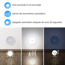 3PCS Luces con Sensor de Movimiento,Luz Nocturna LED Recargable por USB con Imán,Luz Led para Interiores,Luz de Noche para Vestíbulo,Sótano,Garaje,Baño,Armario,Cocina,Escaleras,Luz de Pare (Blanco)