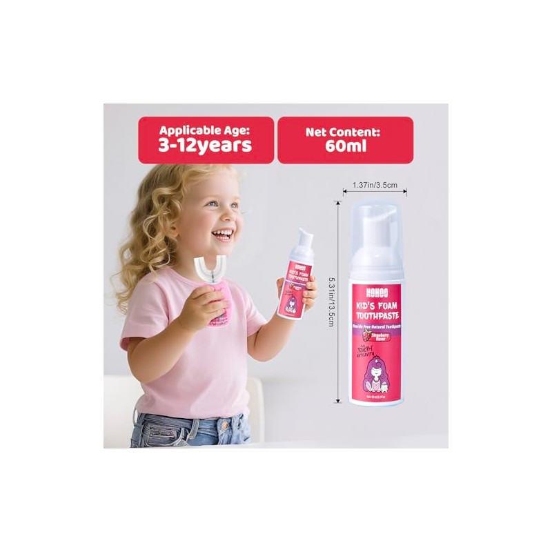 NOHOO Fluoride Free Kids Foam Toothpaste - Fruit Flavors