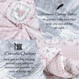 SDY Silky Cooling Comforter Full Size,Floral Summer Comforter for Girls,Boys and Kids Includes 1Comforter + 2Pillowcases.