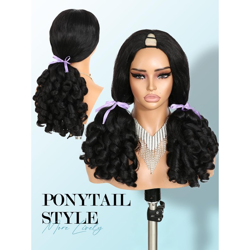 Yaki Curly V Part Wigs Afro Curly Wig with Bouncy
