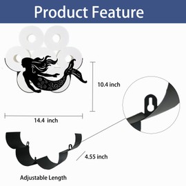 Whimsical Mermaid Toilet Tissue Holder,Animal Paper Holders,Decorative Metal Papers Holder,Funny Toilet Animal Storage for Bathrooms,Bathroom Paper Organizer for Extra 8 Rolls Wall Mounted Art Decor