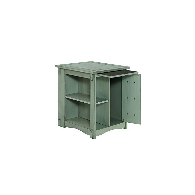 Powell Parnell Wood Side Table in Teal Blue