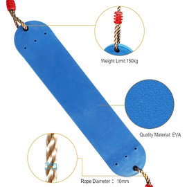 Braoses Elastic Children's Swing Colour EVA Soft Board U-Swing Board Swing Seat Swing Board Maximum Load Approx. 150 kg Swing for Children Garden Outdoor (Blue)