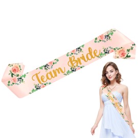 Yueshop Hen Party Floral Sashes Team Bride/Maid of Honour/Bridesmaid Bachelorette Hen Do Sashes Rose Gold Satin Golden Letter Perfect for Hen Do Accessories Wedding Bridal Shower Party