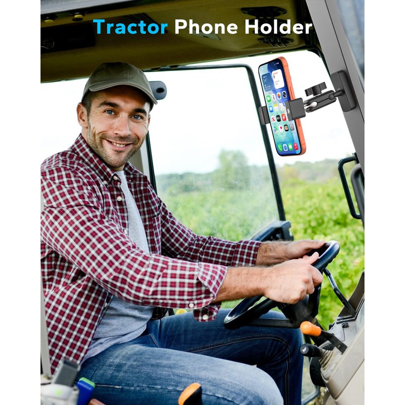 Upgraded Magnetic Tractor Phone Holder for Forklift/Front Loader/Excavator