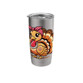 Leopard Turkey Headband For Girl Woman Thanksgiving Autumn Stainless Steel Insulated Tumbler