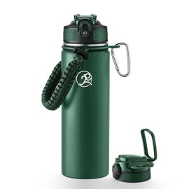GOSWAG Insulated Sports Water Bottle, 24oz 2 Lids(with Straw/No Straw), Stainless Steel Water Bottles with Paracord Handle, Insulated Thermos with Double-Wall Vacuum Insulation Visit the GOSWAG Store