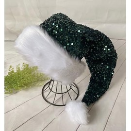 YYCRAFT Long Hunter Sequin Santa Hat Deluxe Christmas Hat for Adults Unisex New Year Festive Party Christmas Supplies 1 pack