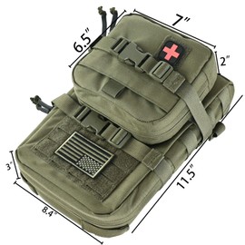 Tactical Mini Molle Hydration Pack,Molle Hydration Carrier with IFAK Pouch&US Flag&Med Patch,Hydropack for 2L Water Bladder (Ranger Green)