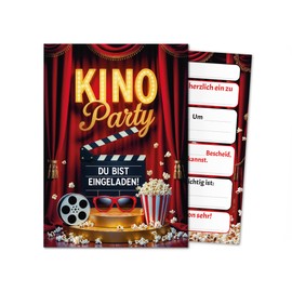 12 Invitation Cards for Children's Birthday Cinema Party Girls Boys Red Children's Invitations Birthday Invitations Kids