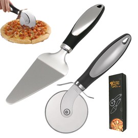 EDINNO Juego De Pizza, Rebanador de pizza de acero inoxidable, Rueda Para Pizza, Mango Antideslizante Y Con Protección Para Dedos, Pizza Cutter, Herramientas Para Hornear Pizza