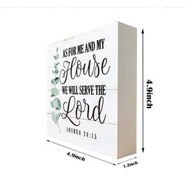 Christian Sign, Scripture Decor, Wooden Box Sign Desk Decor, Rustic Wood Sign, Religious Home Decor, Bible Verse Sign, As For Me and My House We Will Serve The Lord Sign - Joshua 24:15