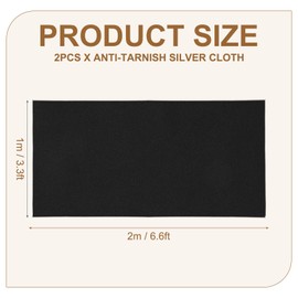 sourcing map 2Pcs Anti-Tarnish Silver Cloth, 6.6 x 3.3 ft Jewelry Storage Polishing Cloth for Silverware Flatware Jewelry DIY Project, Black