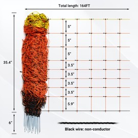 Toriexon Electric Netting 35.4"H x 164'L, Electric Poultry Netting with with Posts and Double-Spiked Stakes, Portable Electric Fence Netting for Backyards, Homesteads, Gardens, Farms, and Ranches