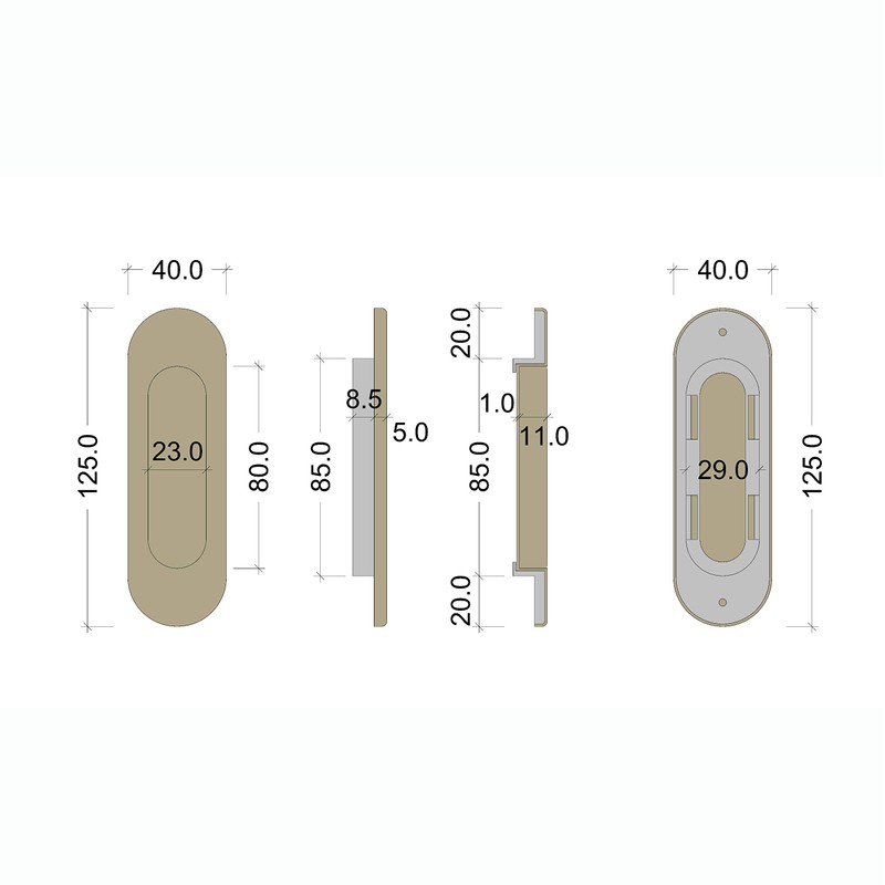 JUVA TRION-R 3663 Modern Shell Sliding Door Handle Oval Sliding