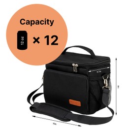 Carrywell (Not Made In China) Insulated Lunch Bag For Men, Men's Lunch Box, Leakproof, Collapsible, Soft Sided Cooler W/Adjustable Shoulder Strap, Black