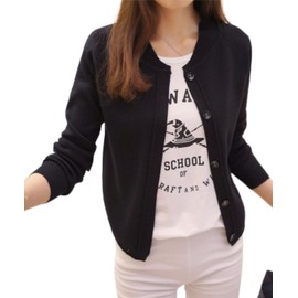 Splzzano Women's Knit Cardigan, Stylish, Spring, Autumn, Large Size, For Work, Black