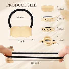 Coucoland Coleteros Dorados - 4 Unidades de Coleteros Metálicos con Diseño Geométrico Y Elástico para Cabello Grueso Y Fino, Elegantes Coleteros con Lazo para Mujeres Y Niñas (Set Dorado 04)