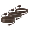 BN-LINK 6+9+12 Ft Indoor Extension Cord, Brown, 3-Outlet Polarized Flat