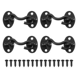 uxcell 4Pcs 2" Hook and Eye Latch, Barn Door Lock Stainless Steel Cabin Hook Privacy Door Gate Hooks for Window Sliding Door Fence Shed, Black