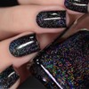 Modelones 32Pcs Sparkle Black Press on Nails, Glitter Short Square