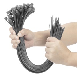 XINGO Silver Grey 20 Inch Zip Ties Heavy Duty 100 Pack, 200 LBS Ultra Strong Plastic Wire Ties, Large Cable Ties Extra Long Tie Wraps, Indoor and Outdoor UV Resistant